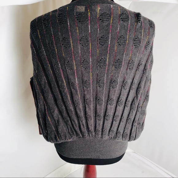 Anthropologie Moth dark gray multicolor knit sleeveless cardigan M - Picture 3 of 8